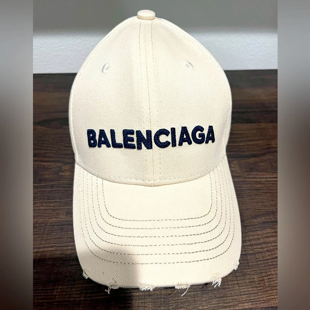 Designer Off-White Logo Cap front tear design beige - Picture 1 of 3